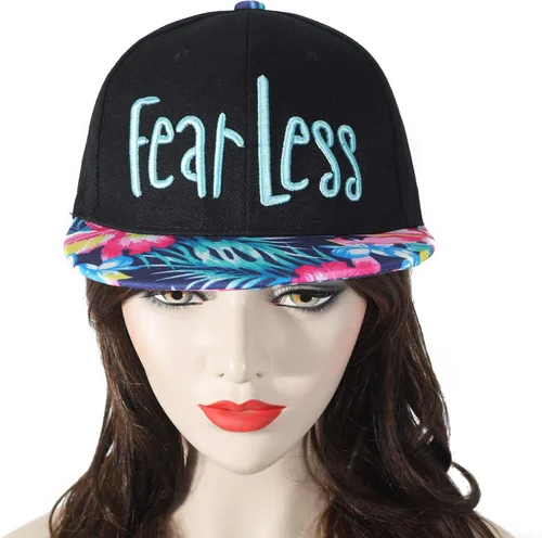 Vista 3 de ZLYC - Gorra de béisbol para mujer con impresión Tropical Floral neón con palabra Bordada - Snapback