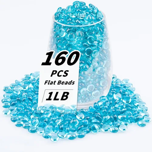 Vista 7 de Cuentas de vidrio plano transparente de 1 libra, 160-180 piezas de canicas de vidrio pequeñas, mini guijarros redondos planos para relleno