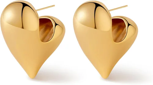 Vista 13 de KELMALL Aretes tipo argolla de oro de 14 quilates para mujer, hipoalergénicos, gruesos, redondos, no se deslustra, para orejas sensibles