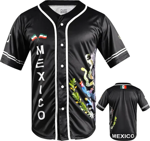 Vista 9 de fox & fury Camisetas de béisbol negras México, Guatemala, El Salvador, Honduras, Venezuela, Puerto Rico, Brasil, Cuba, Nicaragua