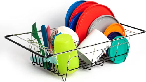 Vista 10 de Better Houseware - Escurridor de platos expandible - Escurridor de platos de acero inoxidable que ahorra espacio para encimera de cocina con bandeja