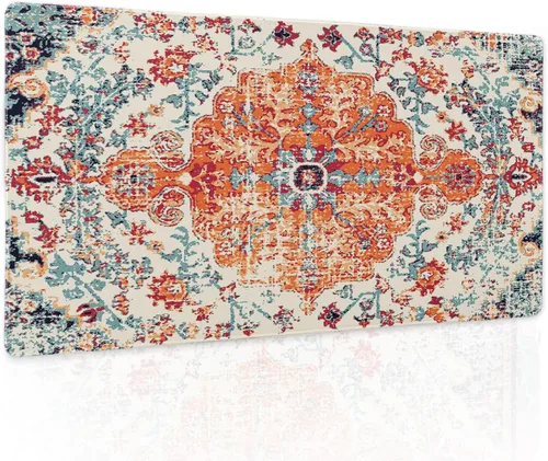Vista 48 de Alfombrilla de mouse negra estética vintage para juegos botánicos, extendida, bonita planta verde bosque, naturaleza, floral, grande
