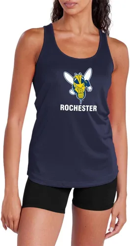 Vista 14 de Camiseta deportiva sin mangas oficial de NCAA Collegiate para mujer, con espalda cruzada, colección con logotipo primario