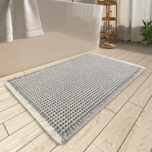 Vista 26 de AMOAMI Tapete de baño mejorado con diseño de gofre, súper absorbente, antideslizante, para suelo de baño, lavable a máquina, con borlas, tapetes