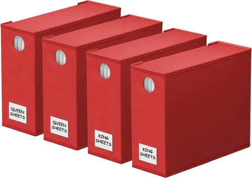 Vista 10 de SpaceAid Paquete de 2 Organizadores y Almacenamiento de Sábanas, Organizador de Sábanas Plegable para Armario de Ropa Blanca, Carpeta Guardadora