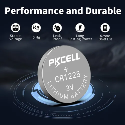 Vista 4 de PKCELL CR1225 batería de litio de 3 V, modelo CR 1225, pilas de botón para termómetro, vida útil de 5 años (5 unidades) Compatible con termómetro