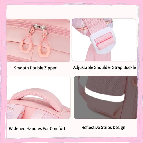 Vista 7 de Mochila Kawaii con 23 piezas de accesorios de anime de dibujos animados antirrobo estética de viaje nuevo semestre bolsa de regalos, Azul, Mediana