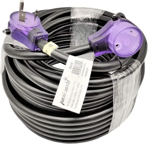 Vista 6 de Parkworld Cable de extensión RV 30A NEMA TT-30 con mango, Camper 30amp TT-30P a TT-30R (25 pies)