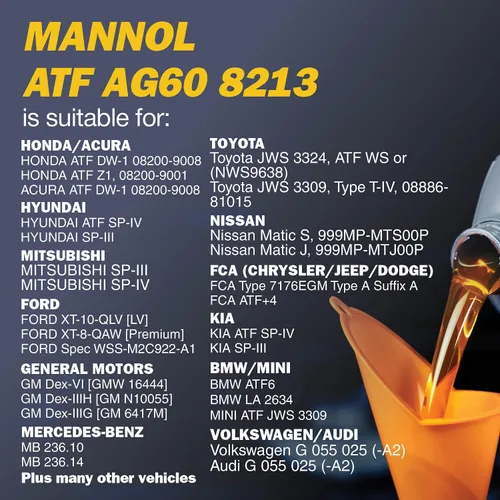 Vista 4 de Mannol ATF AG60 MN8213-1, líquido de transmisión de 8 velocidades, ATF sintético completo, líquido de caja de cambios para cajas de cambios