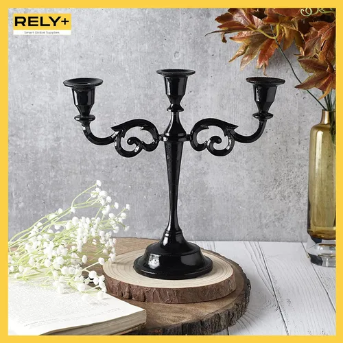 Vista 8 de Rely+ Candelabro de 3 brazos con portavelas cónicos para decoración de interiores, cocina, mesa, velas, candelabro para centro de mesa