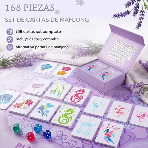 Vista 5 de Soulchen Juego de 168 piezas de PVC American Mahjong Card,Blossom,Lavender Lavanda