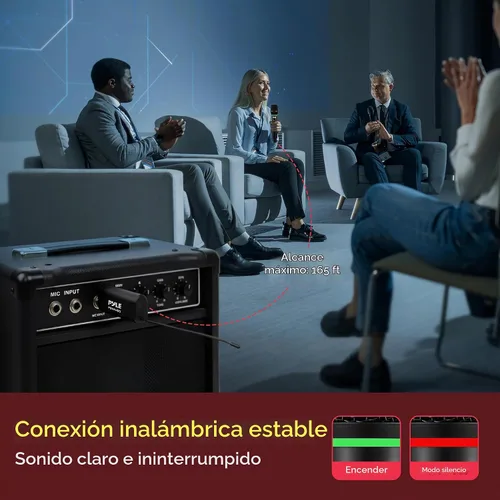Vista 6 de Pyle Sistema de micrófono USB profesional, micrófono portátil dinámico de 16 canales con sonido claro de largo alcance, micrófono inalámbrico