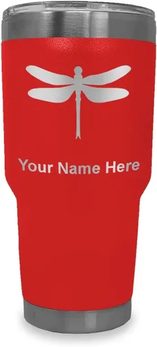 Vista 26 de LaserGram Vaso aislado al vacío de 20 onzas, libélula, grabado personalizado incluido (negro)