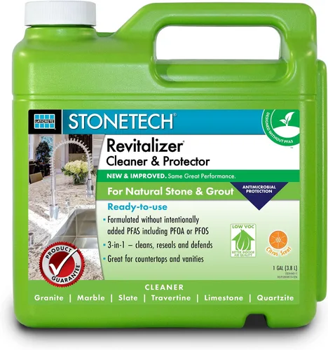 Vista 6 de Limpiador y protector Revitalizer para superficies y encimeras de piedra natural, espray de 24 onzas, aroma cítrico de StoneTech, RVR12-22S
