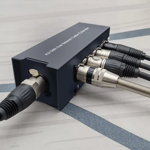 Vista 4 de LVY Extensor de cable DMX de 4 canales a través de red XLR de 3 pines macho y hembra a Ethercon canales de cable sobre cable RJ45 Cat5/Cat6 Ethercon