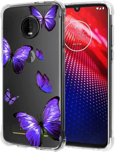 Vista 5 de Funda transparente compatible con Moto Z4, Motorola Z4 Play XT1980-4 para niñas y mujeres, bonita funda protectora de TPU suave a prueba de golpes