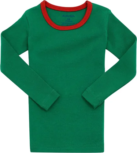 Vista 2 de AVAUMA Conjunto de pijama para bebés y niñas de 6 a 7 años, lindo ajuste cómodo, diseño de patrón de Navidad, pijamas de algodón
