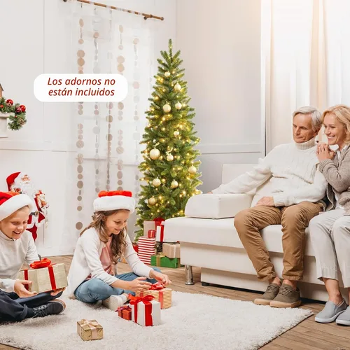Vista 9 de GOFLAME Árbol de Navidad preiluminado de 5 pies, árbol de Navidad artificial con 180 luces LED, 10 modos de luz, 390 puntas de rama, soporte