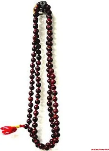 Vista 5 de IS4A Collar de cuentas Japa Mala de madera roja (palisandro) de 0.315 pulgadas + 1 oración de meditación anudada a mano