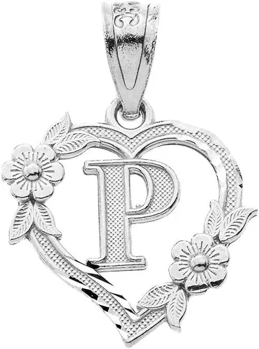 Vista 17 de Colgante de plata de ley con inicial de corazón para mujer, colgante de letra para mujer