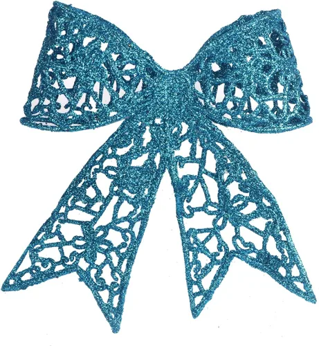 Vista 9 de YYCRAFT Flores de pascua con purpurina con purpurina, lazo de mariposa de 5 pulgadas para adornos de árbol de Navidad, decoraciones de Navidad