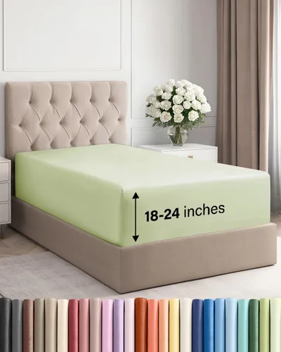Vista 175 de Sábana bajera ajustable extra profunda Twin XL – Sábana bajera individual de lujo de hotel solamente – Se adapta fácilmente a colchones de 18 a 24
