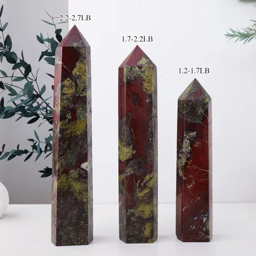 Vista 2 de Runyangshi Varita de cristal curativo natural de sangre de dragón grande, 6 facetas de un solo punto, prisma de cristal, varita de piedra curativa