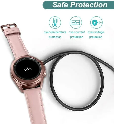 Vista 3 de Cargador Kissmart para reloj inteligente Galaxy Watch 4/3/Active 2 (3.3 pies/3.3 ft) Cable de carga de repuesto para Samsung Galaxy Watch