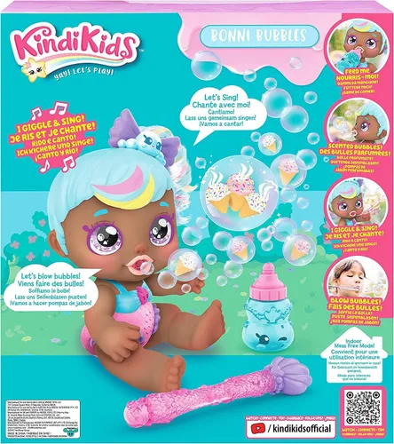 Vista 5 de Kindi Kids Muñeca electrónica de 6.5" y 2 accesorios - Bonni Bubbles Bubble 'N' Sing