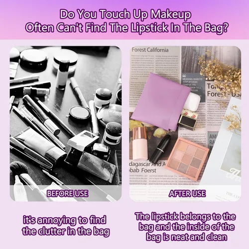 Vista 4 de BUSOHA Pequeña bolsa de maquillaje para bolso, mini bolsas de cosméticos portátiles para mujeres, monedero, lápiz labial, organizador de accesorios