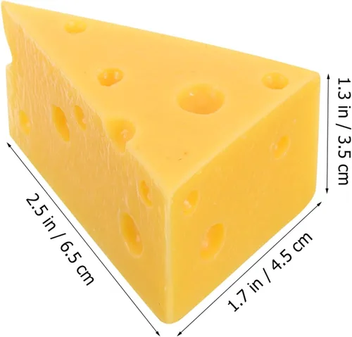 Vista 6 de SOLUSTRE Prop - Queso falso triángulo, modelo de queso de 2.55 pulgadas, alimentos artificiales para panadería, comida de juego para niños, juego