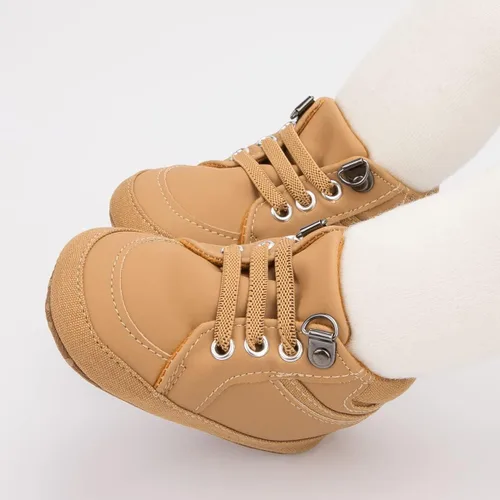 Vista 2 de Zapatos para bebés y niñas, tenis de tobillo alto, antideslizantes, suela suave, para niños pequeños, recién nacidos, primeros pasos, zapatos de cuna