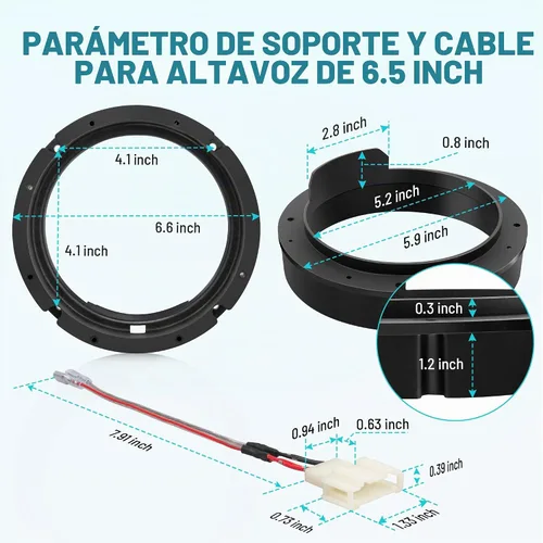 Vista 4 de NuIth Soporte de adaptador de altavoz de puerta 6.5 con conector de arnés de cableado de altavoz para VW Volkswagen Passat 1998-2016, Golf