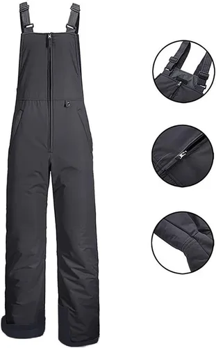 Vista 9 de Overol con peto de esquí de nieve para mujer, impermeable, resistente al viento, aislado, informal, holgado, pantalones de snowboard