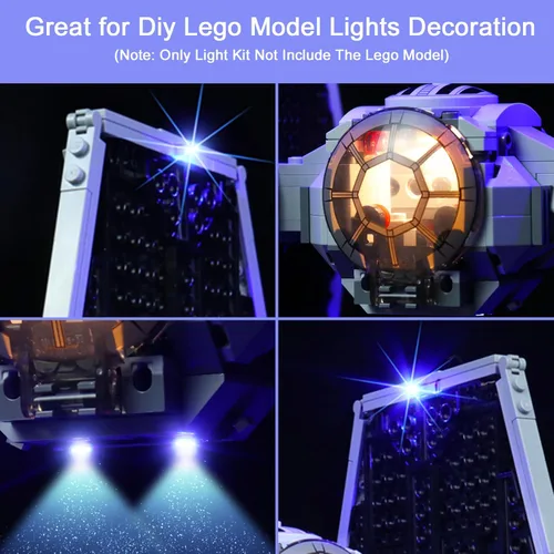 Vista 2 de Kit de luz mejorado compatible con el modelo de bloques de construcción Lego Imperial TIE Fighter, decoración de luces compatible con Lego 75300