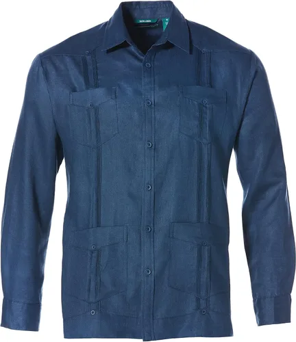 Vista 3 de Cubavera Men's 100% Linen Four-Pocket Long Sleeve Button Down Guayabera Shirt (Size Small - 5X Big & Tall)