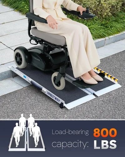 Vista 2 de HABUTWAY Rampas para sillas de ruedas de 3 pies para escalones del hogar, rampa portátil para sillas de ruedas con capacidad de hasta 800 libras