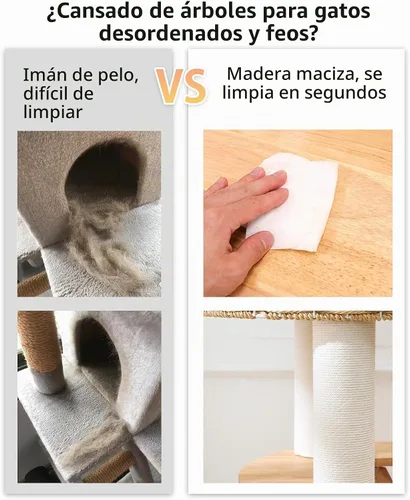 Vista 3 de Torre de madera para gatos de 32 pulgadas, cuenco acrílico, cama