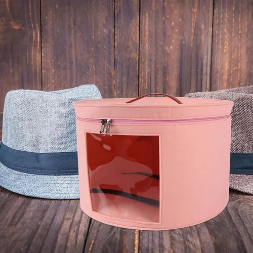 Vista 5 de KLKCMS Caja de almacenamiento para sombreros, plegable, apilable, portátil, para mujeres y hombres, cajas de viaje para sombreros de viaje, cajas