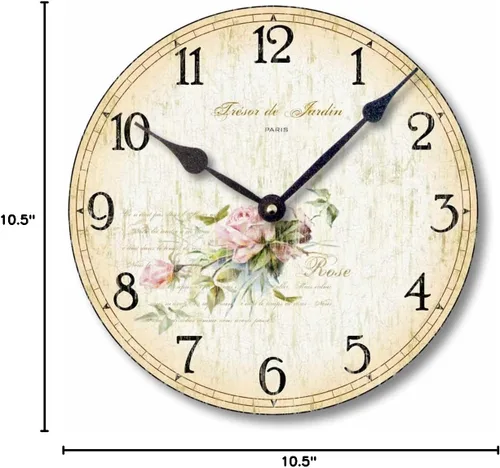 Vista 3 de Artículo C2001 Vintage Shabby Chic Estilo Rosas Reloj (10.5 Pulgadas De Diámetro)