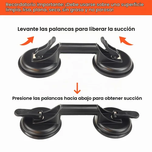 Vista 4 de Paquete de 2 ventosas de aluminio resistente con mango de placa de vacío para levantar vidrio grande, elevador de azulejos/vidrio móvil/almohadilla