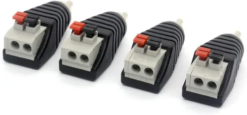 Vista 2 de Altavoz Phono RCA Macho Plug a AV 2 Terminal de tornillo Hembra Audio Video Balun Spring Press Adaptador Conector de alimentación CC para CCTV