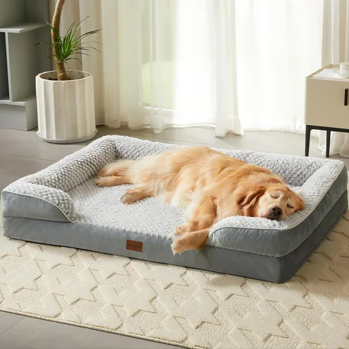 Vista 9 de LEXTRO Cama ortopédica para perros extra grandes, cama de espuma para perros extra grandes, equipada con funda de almohada extraíble impermeable