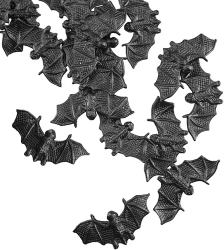 Vista 3 de SaktopDeco 40 piezas de murciélagos negros para decoración de Halloween, mini murciélagos de plástico 3D, murciélagos artificiales de plástico