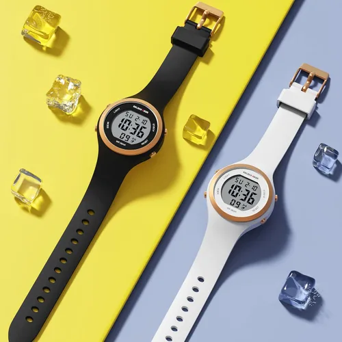 Vista 5 de GOLDEN HOUR Reloj de pulsera de silicona con cronógrafo digital impermeable para mujer
