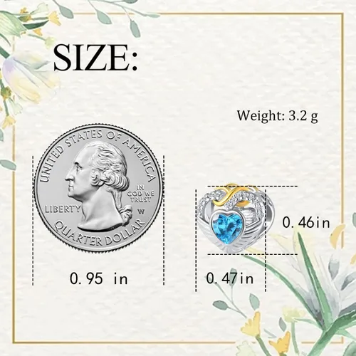 Vista 6 de QeenseKc Ene-Dic - Dijes de alas angulares con forma de corazón infinito y corazón calado para pulsera Pandora, Cristal Diamante de imitación