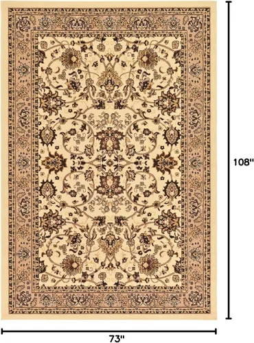 Vista 2 de Unique Loom colección Sialk Hill - Alfombra de área Washington (6' 1" x 9' Rectángulo, color marfil/negro)