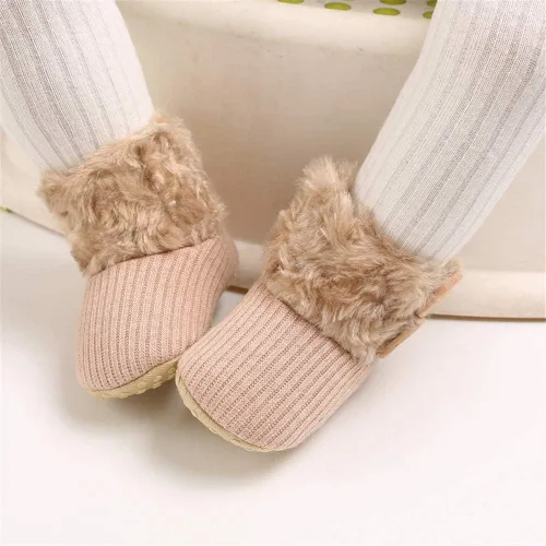Vista 2 de E-FAK Botas para bebé niño y niña, zapatos para recién nacidos, con lazo para nieve, antideslizantes, suela suave, cálidos, para niños pequeños