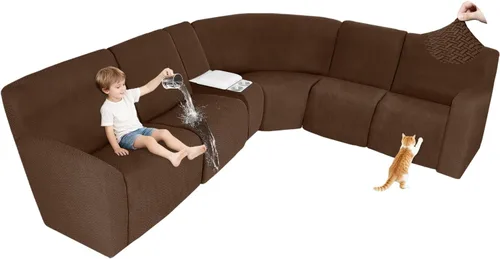Vista 39 de ALIECOM Fundas 100% impermeables para sofá seccional reclinable, forma de L, elásticas, para esquina, funda para sofá seccional reclinable, lavable