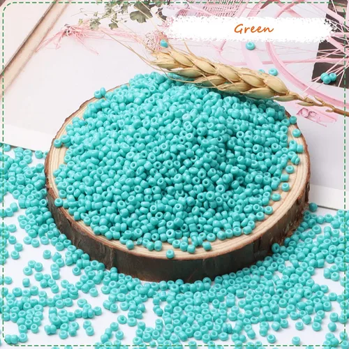 Vista 3 de 5000 cuentas de semillas de vidrio verde a granel, pequeñas cuentas espaciadoras de cintura para pulseras, collares, joyería, proyectos
